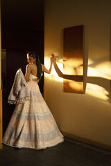 Pastel Embellished Lace & Silk-Blend Lehenga (3-Piece) - Image 4