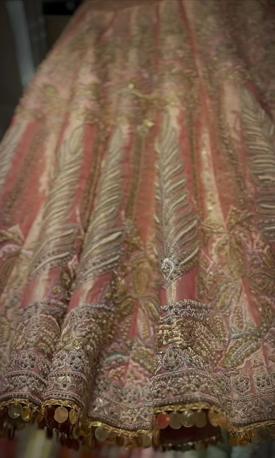 Pastel Pink Embellished Lama Tissue Lehenga (2-Piece) - Image 4