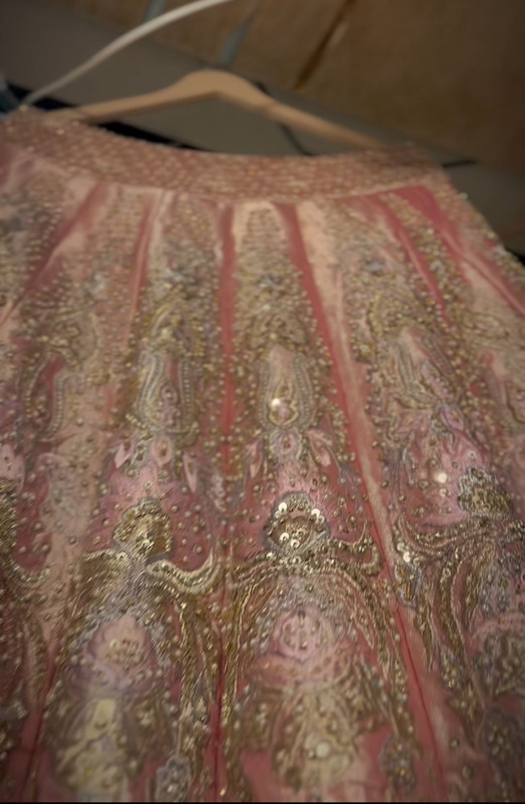 Pastel Pink Embellished Lama Tissue Lehenga (2-Piece) - Image 5