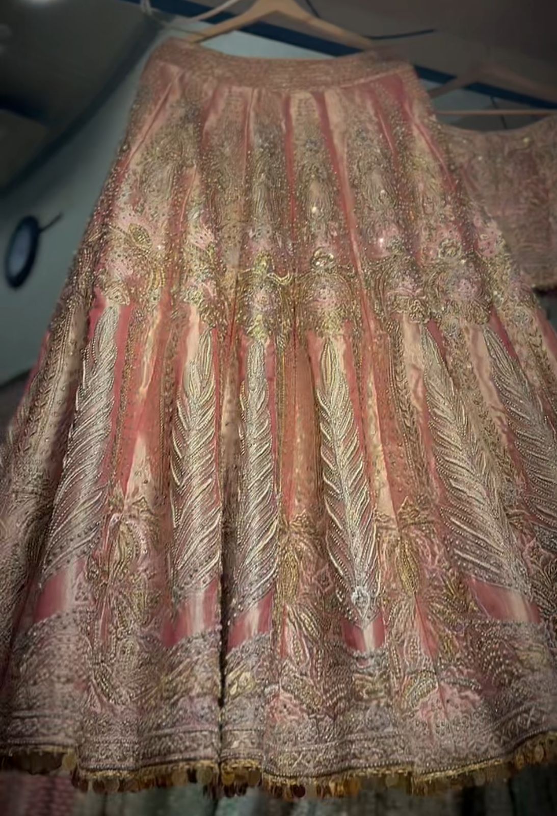 Pastel Pink Embellished Lama Tissue Lehenga (2-Piece) - Image 6