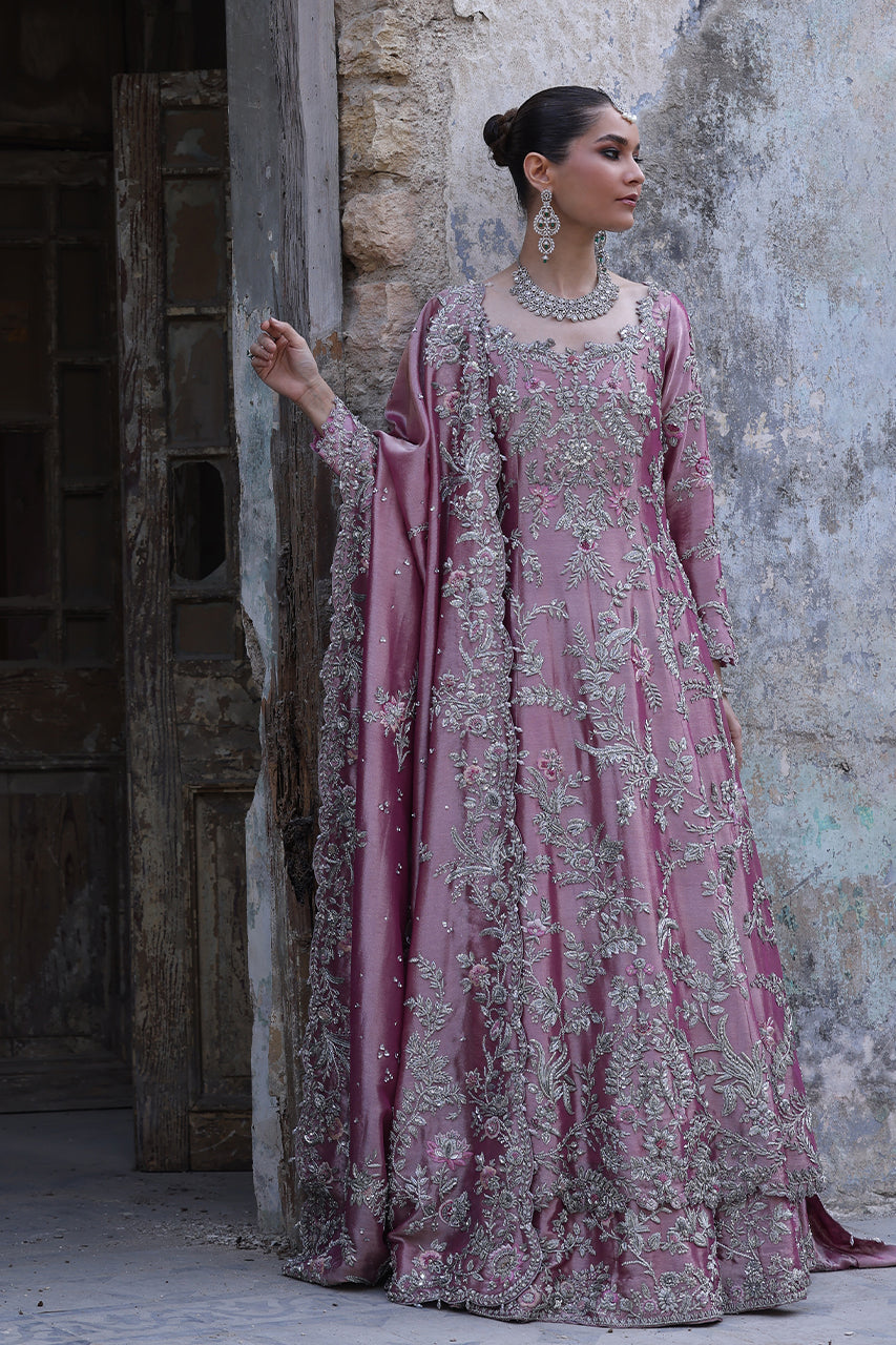 Pink Zardozi Metallic Silk Bridal Lehenga (3-Piece) - Image 1