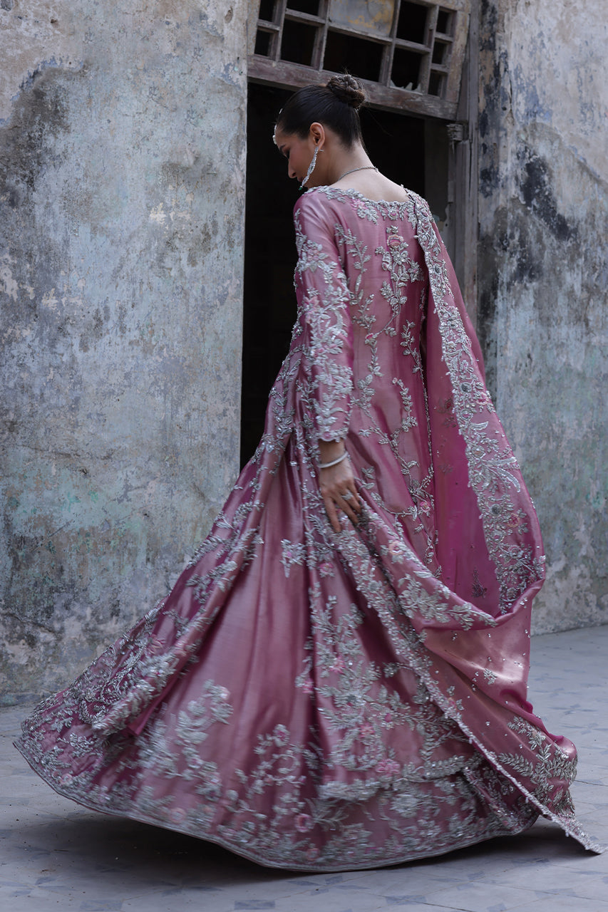 Pink Zardozi Metallic Silk Bridal Lehenga (3-Piece) - Image 3