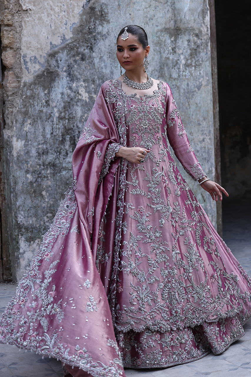 Pink Zardozi Metallic Silk Bridal Lehenga (3-Piece) - Image 5