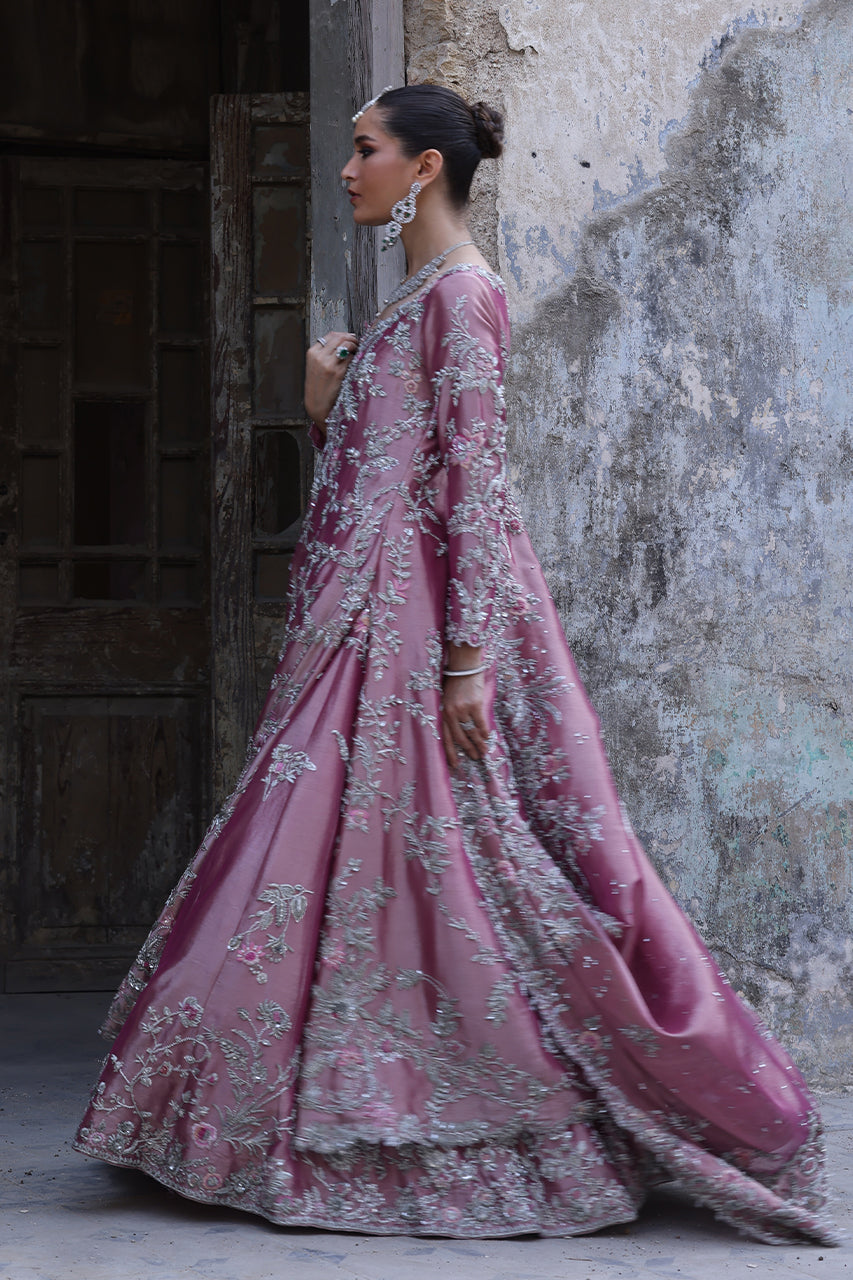 Pink Zardozi Metallic Silk Bridal Lehenga (3-Piece) - Image 6