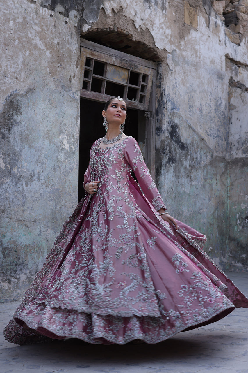 Pink Zardozi Metallic Silk Bridal Lehenga (3-Piece) - Image 7