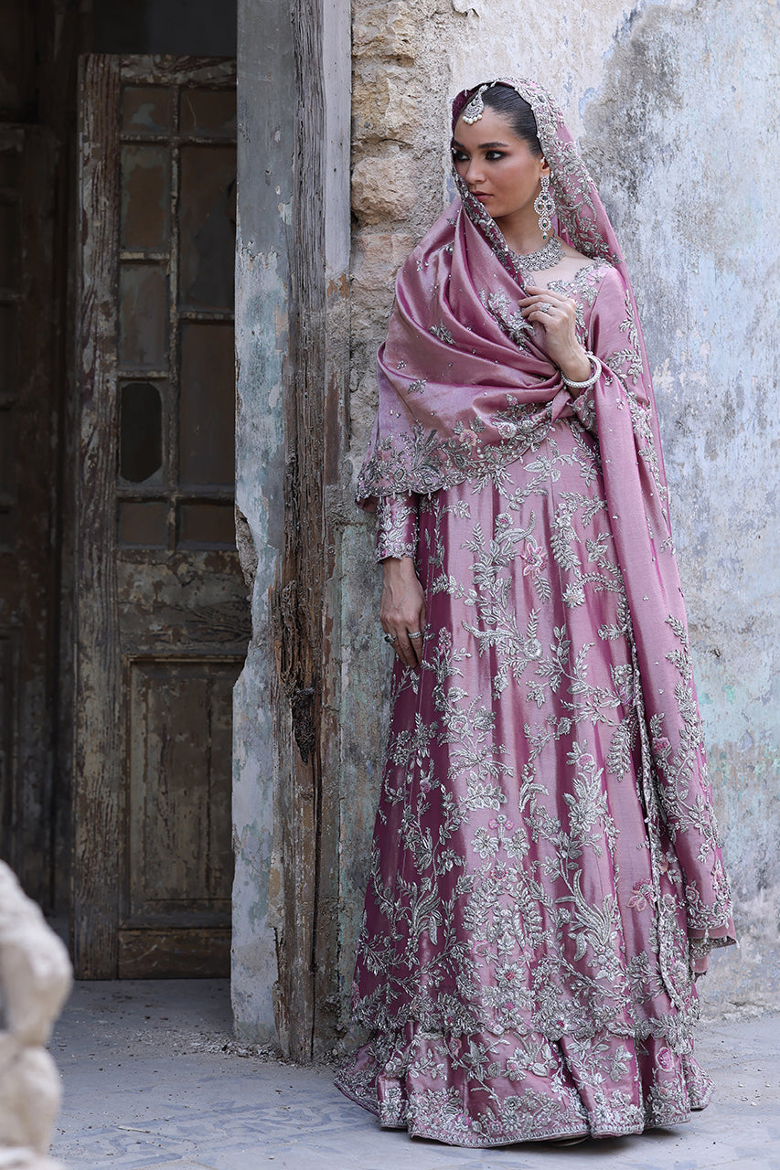 Pink Zardozi Metallic Silk Bridal Lehenga (3-Piece) - Image 8