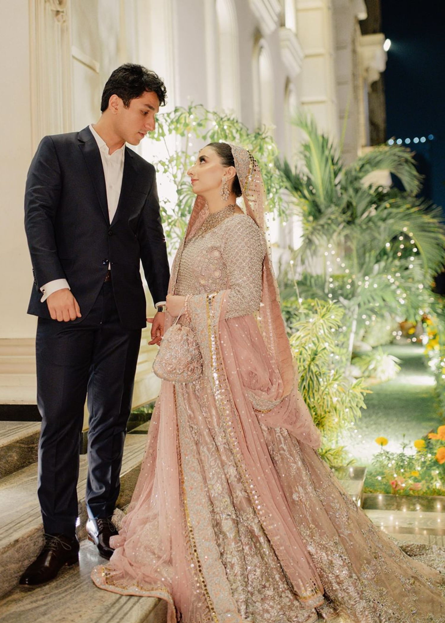 Blush Pink Embellished Net Bridal Lehenga (3-Piece) - Image 2