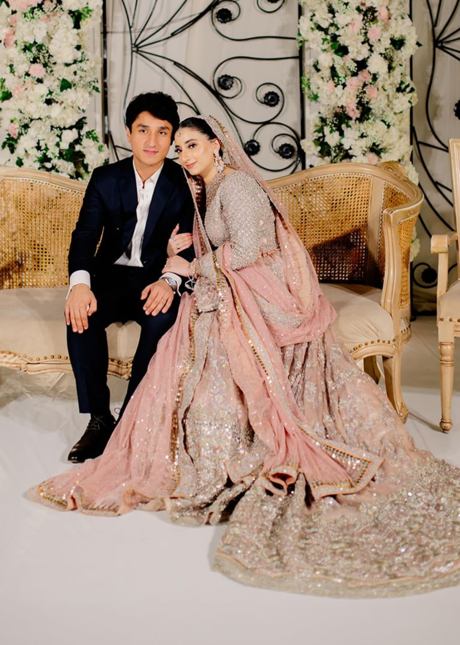 Blush Pink Embellished Net Bridal Lehenga (3-Piece) - Image 4