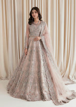 Indian Mauve Pink Embroidered Net & Brocade Bridal Lehenga (3-Piece) - Image 2
