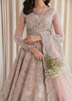 Indian Mauve Pink Embroidered Net & Brocade Bridal Lehenga (3-Piece) - Image 4