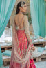 Pakistani Pink Embroidered Net Kalidaar with Ruby Brocade Lehenga (3-Piece) - Image 5