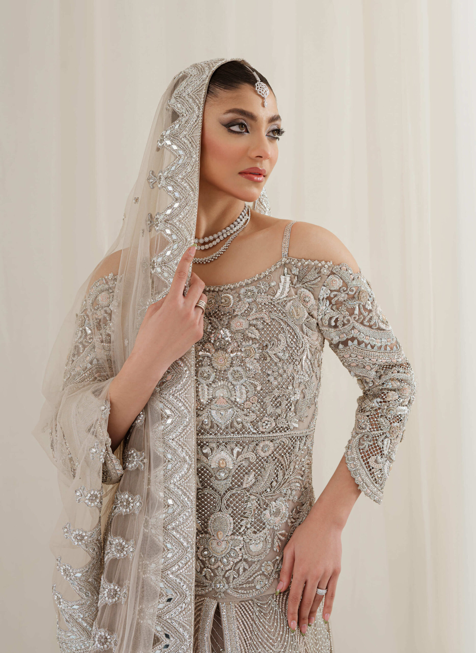 Blush Embellished Net Bridal Lehenga (3-Piece) - Image 2