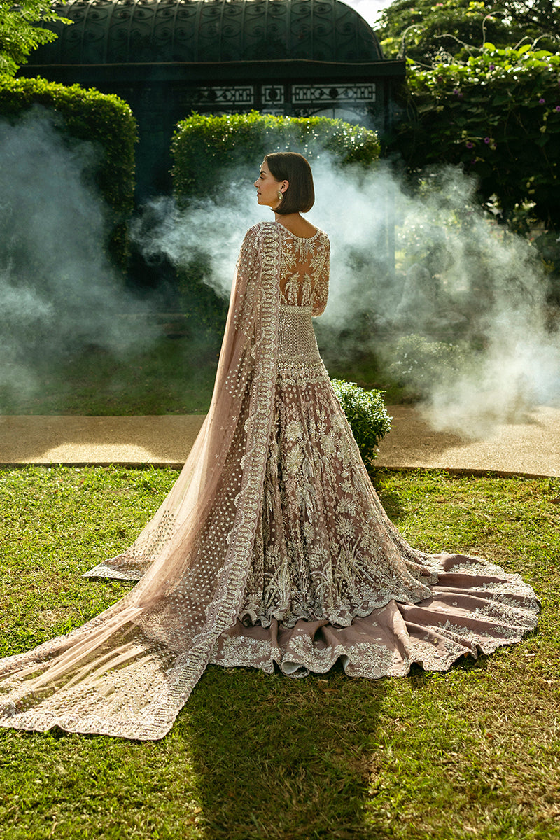 Pakistani Mauve Embellished Net Bridal Lehenga (3-Piece) - Image 8