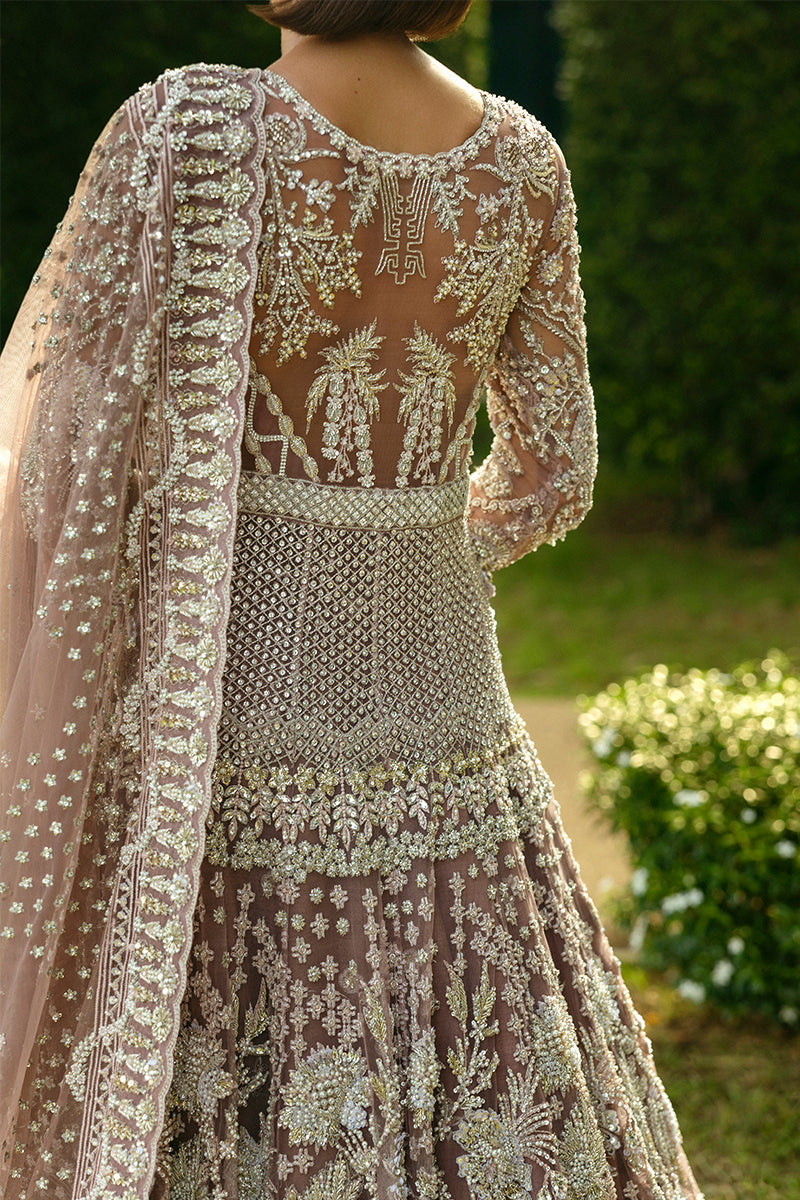 Pakistani Mauve Embellished Net Bridal Lehenga (3-Piece) - Image 9