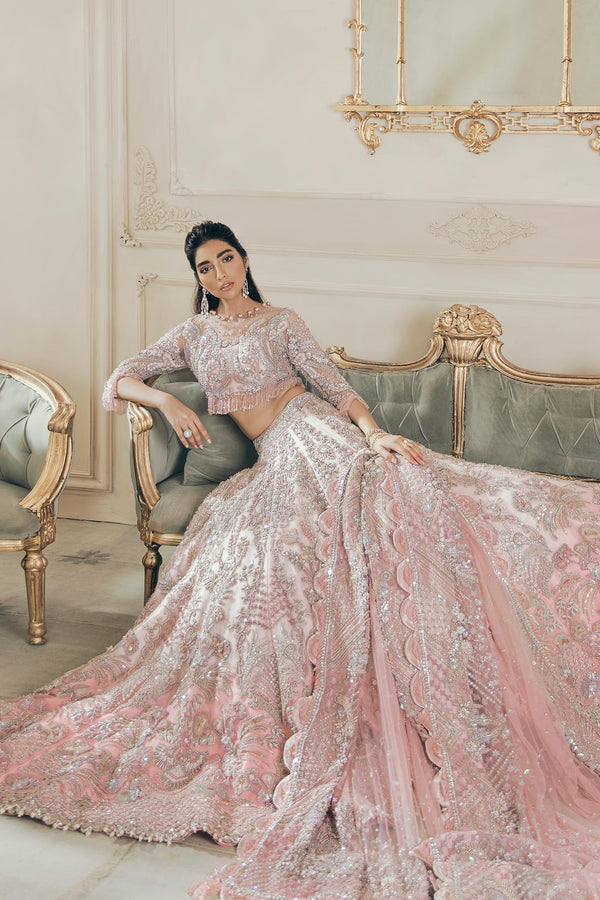 Blush Silver Embellished Net Lehenga (3-Piece) - Image 4