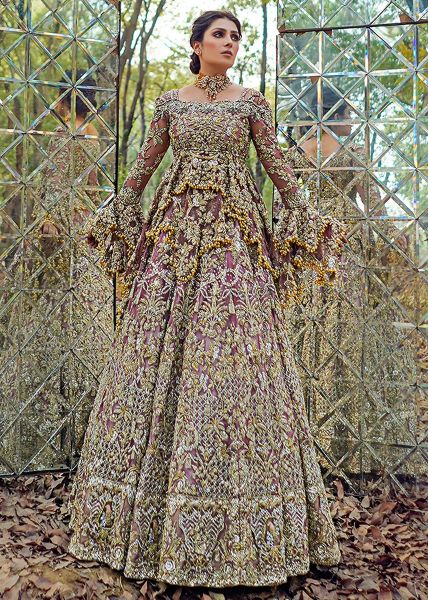 Rose Pink Embellished Net Bridal Lehenga (3-Piece) - Image 3