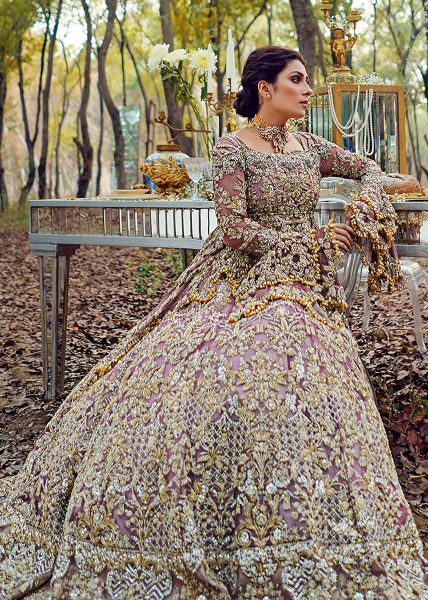 Rose Pink Embellished Net Bridal Lehenga (3-Piece) - Image 4