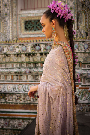 Pakistani Pastel Pink Embroidered Net Lehenga Choli (3-Piece) - Image 7