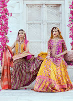 Pakistani Magenta Gota Zari Net Bridal Lehenga (3-Piece) - Image 5