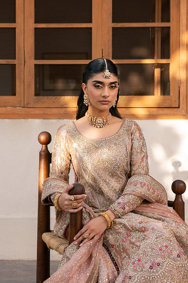 Dusty Rose Embroidered Net Farshi Lehenga (3-Piece) - Image 8