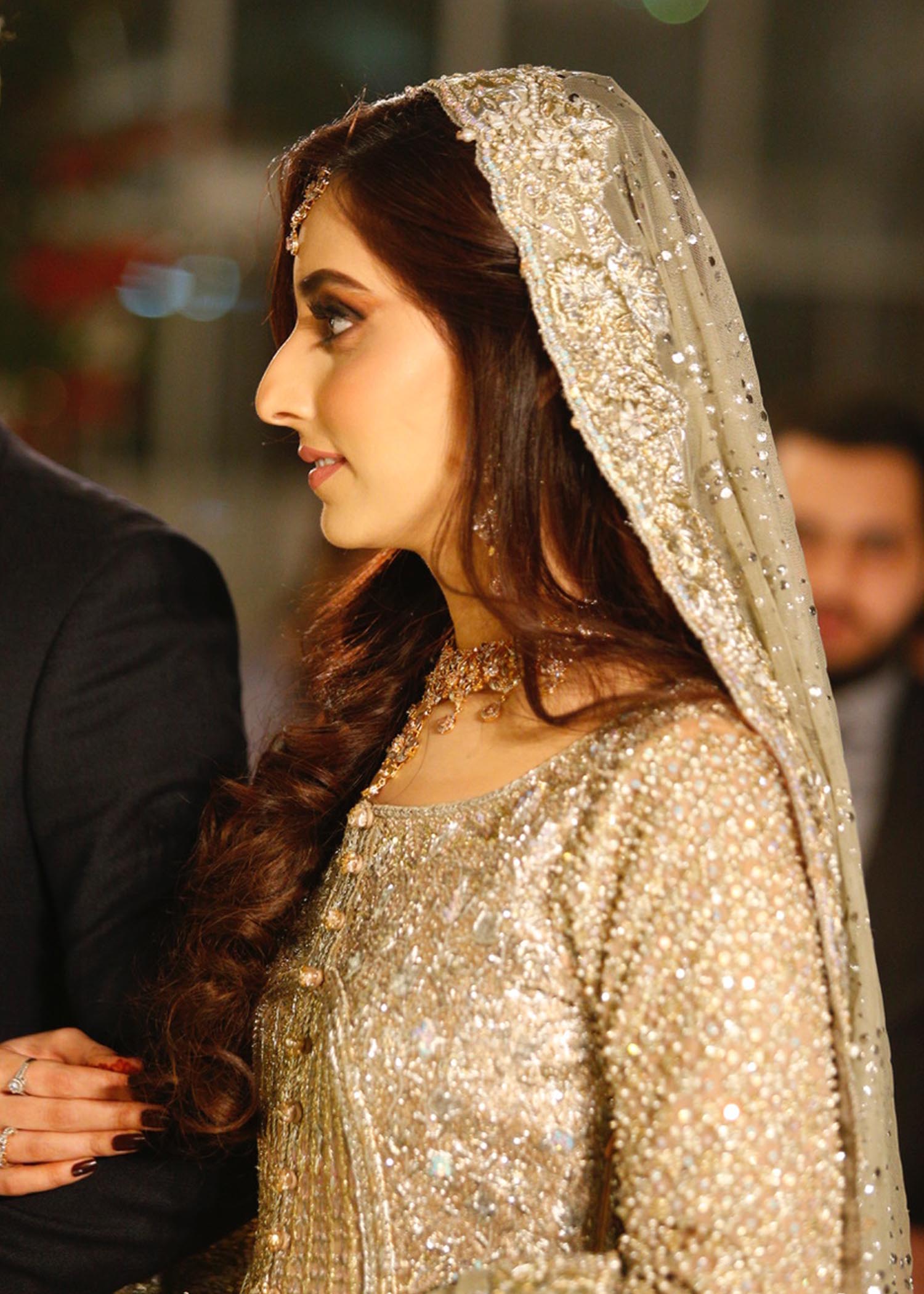 Pakistani Blush Pink and Sage Embellished Net Bridal Lehenga (3-Piece) - Image 4