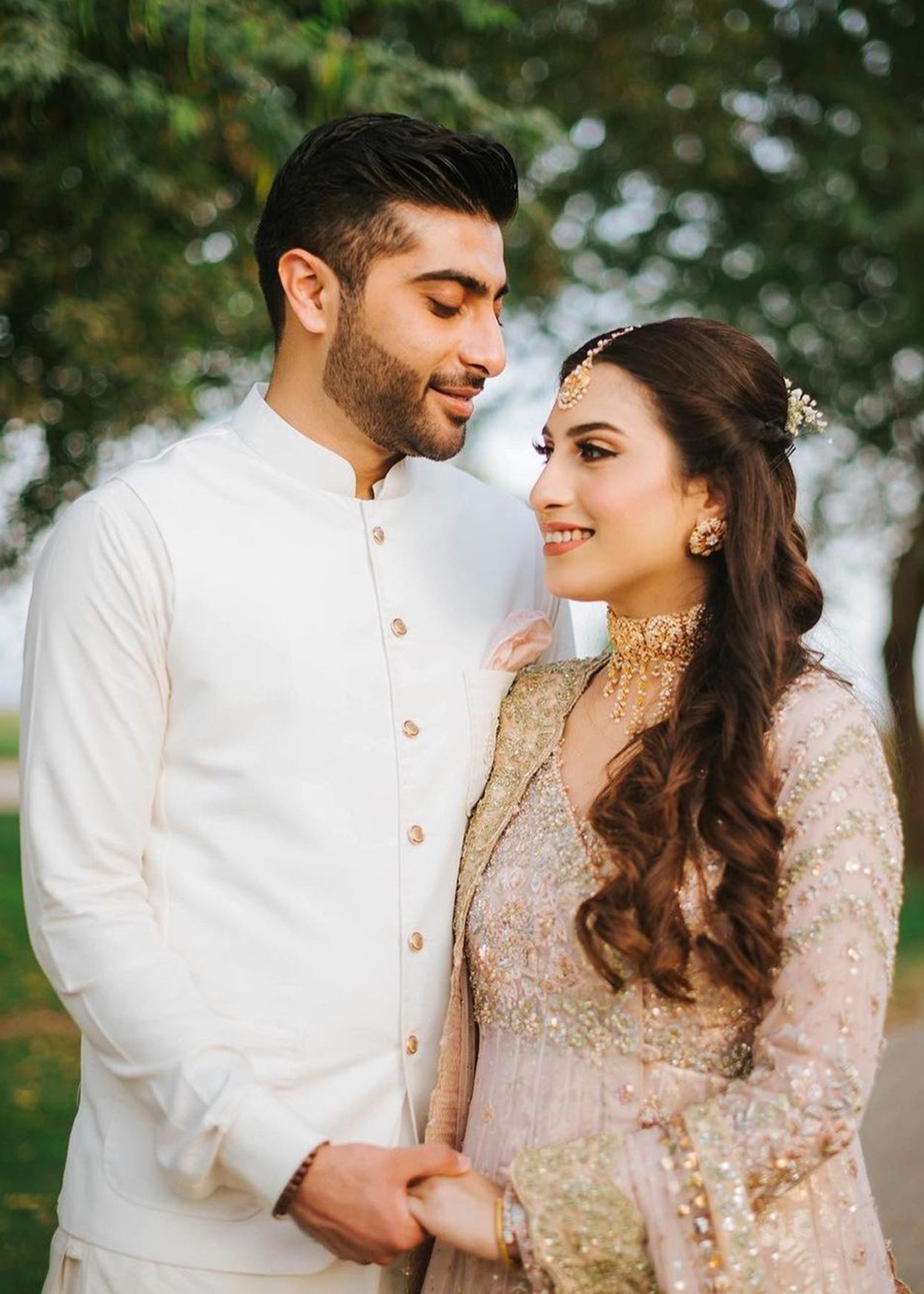 Soft Blush Embellished Net Bridal Lehenga (3-Piece) - Image 5