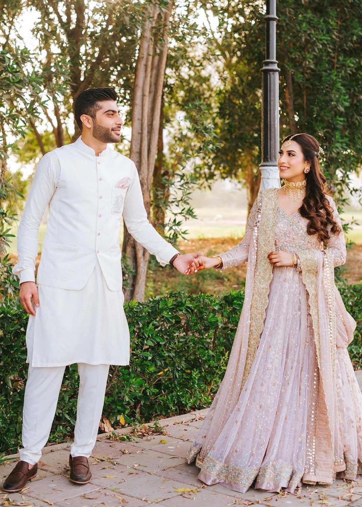 Soft Blush Embellished Net Bridal Lehenga (3-Piece) - Image 7