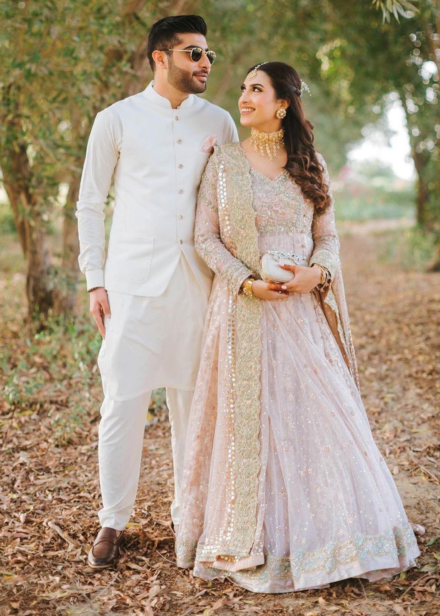 Soft Blush Embellished Net Bridal Lehenga (3-Piece) - Image 8