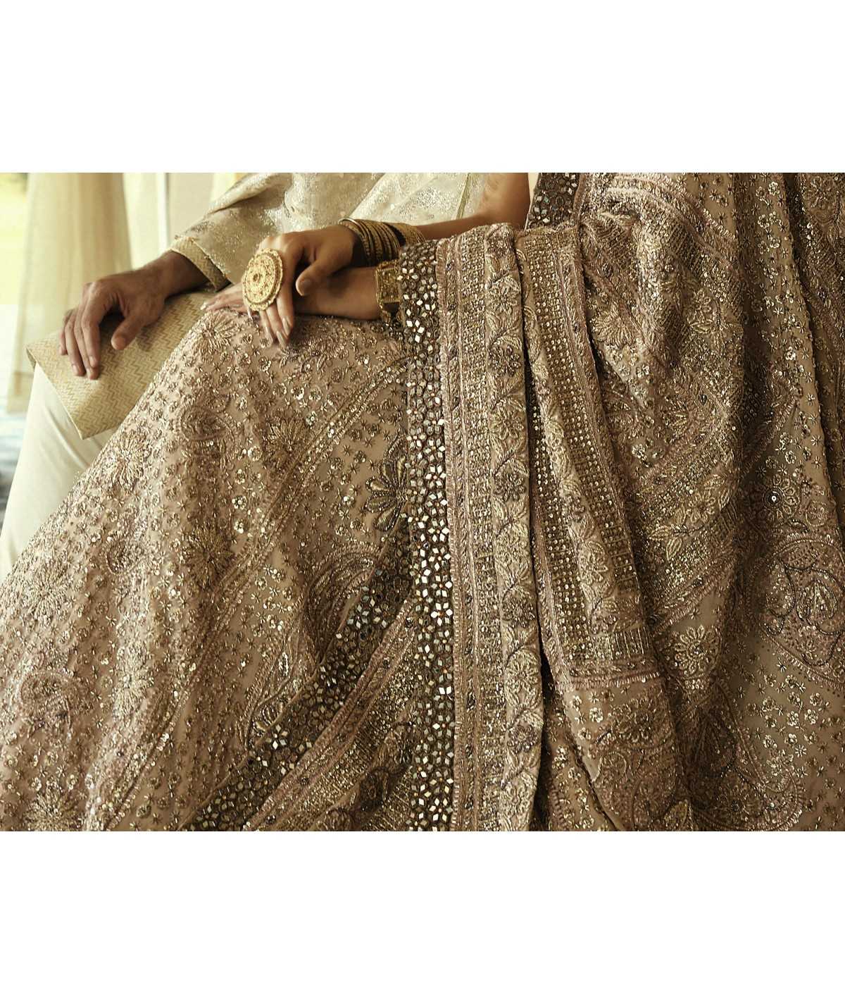 Pink Mukesh Net Bridal Lehenga (3-Piece) - Image 5