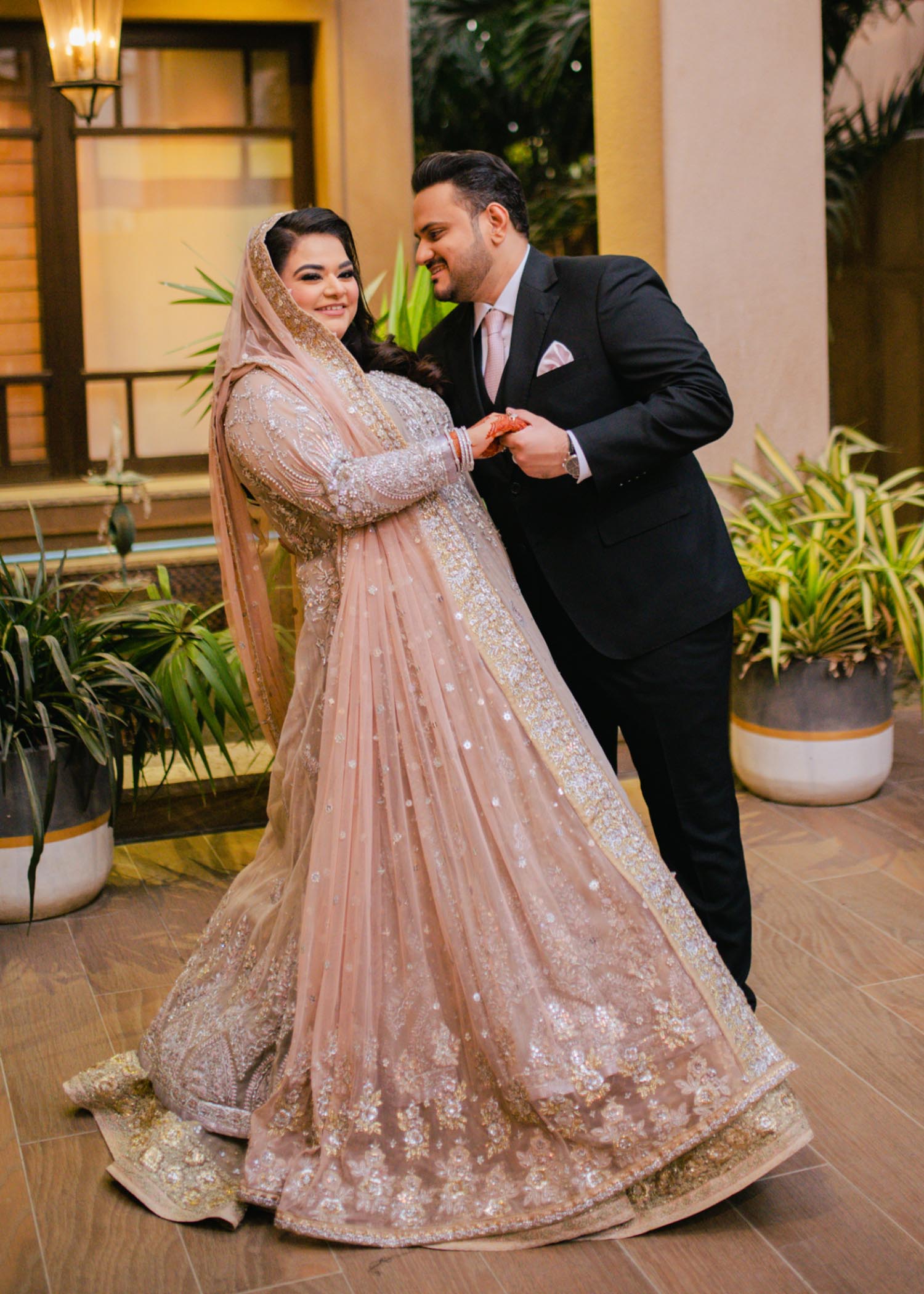 Blush Silver Embellished Net Silk Bridal Lehenga (3-Piece) - Image 5