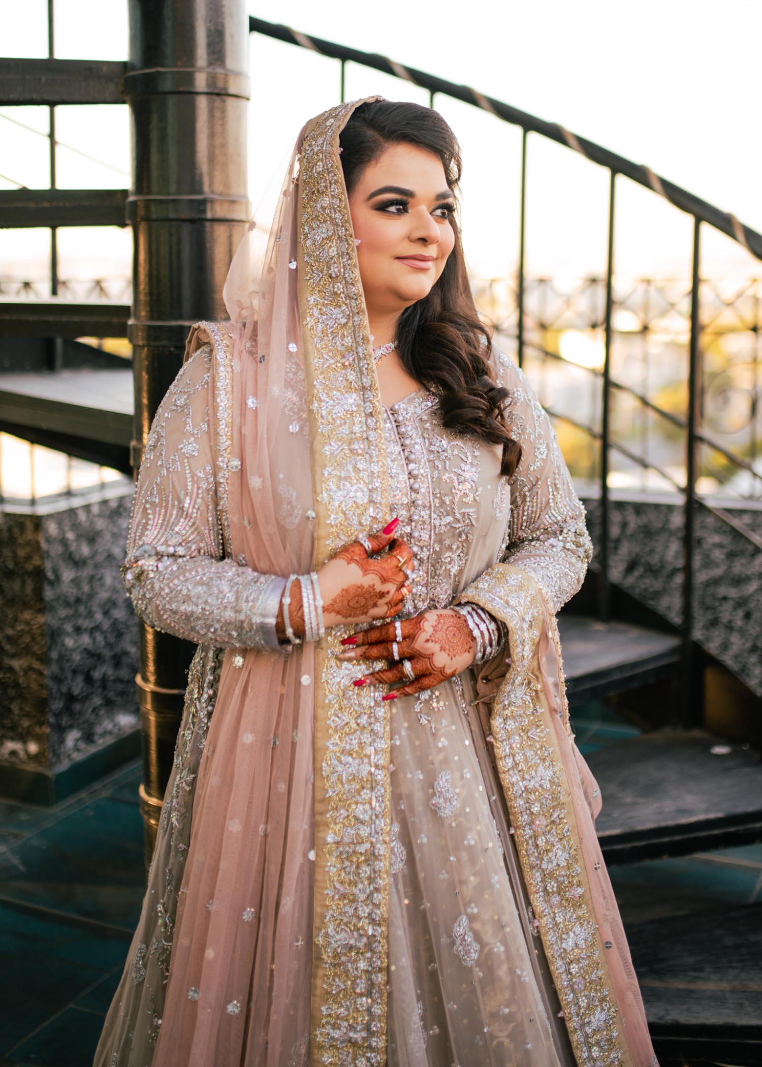 Blush Silver Embellished Net Silk Bridal Lehenga (3-Piece) - Image 7