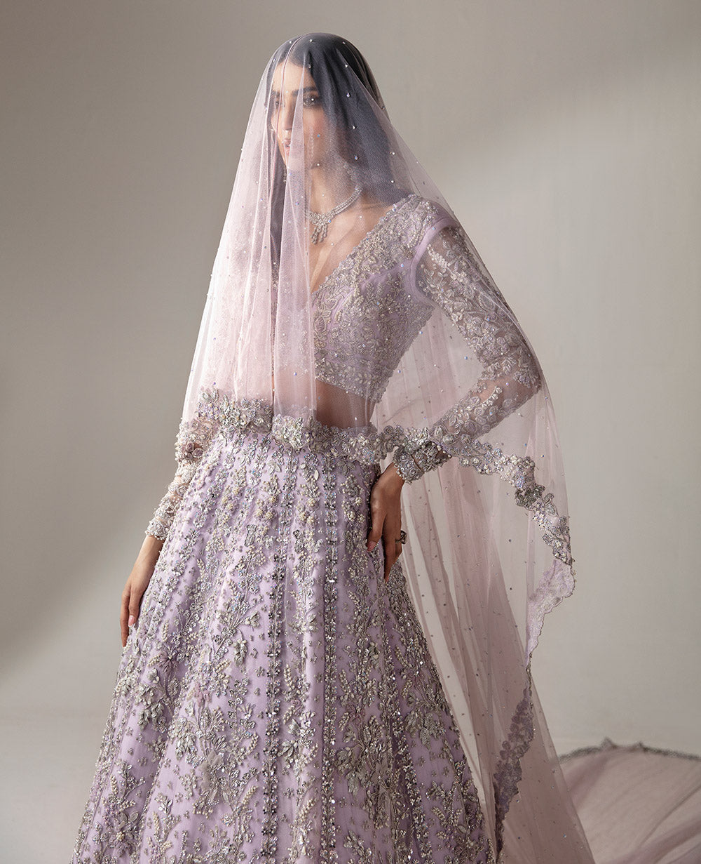 Soft Lilac Embellished Net Lehenga Choli (3-Piece) - Image 4