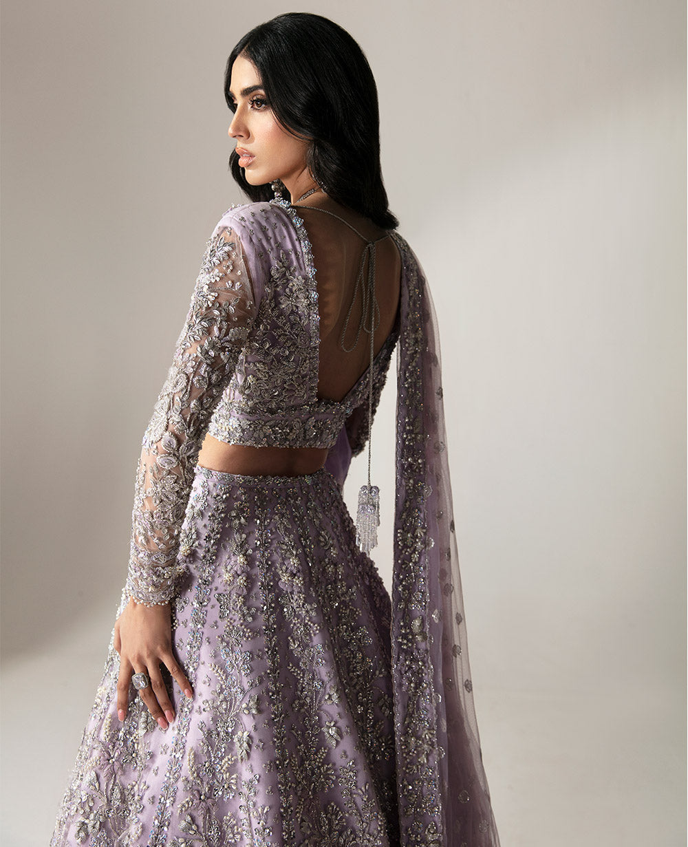 Soft Lilac Embellished Net Lehenga Choli (3-Piece) - Image 5