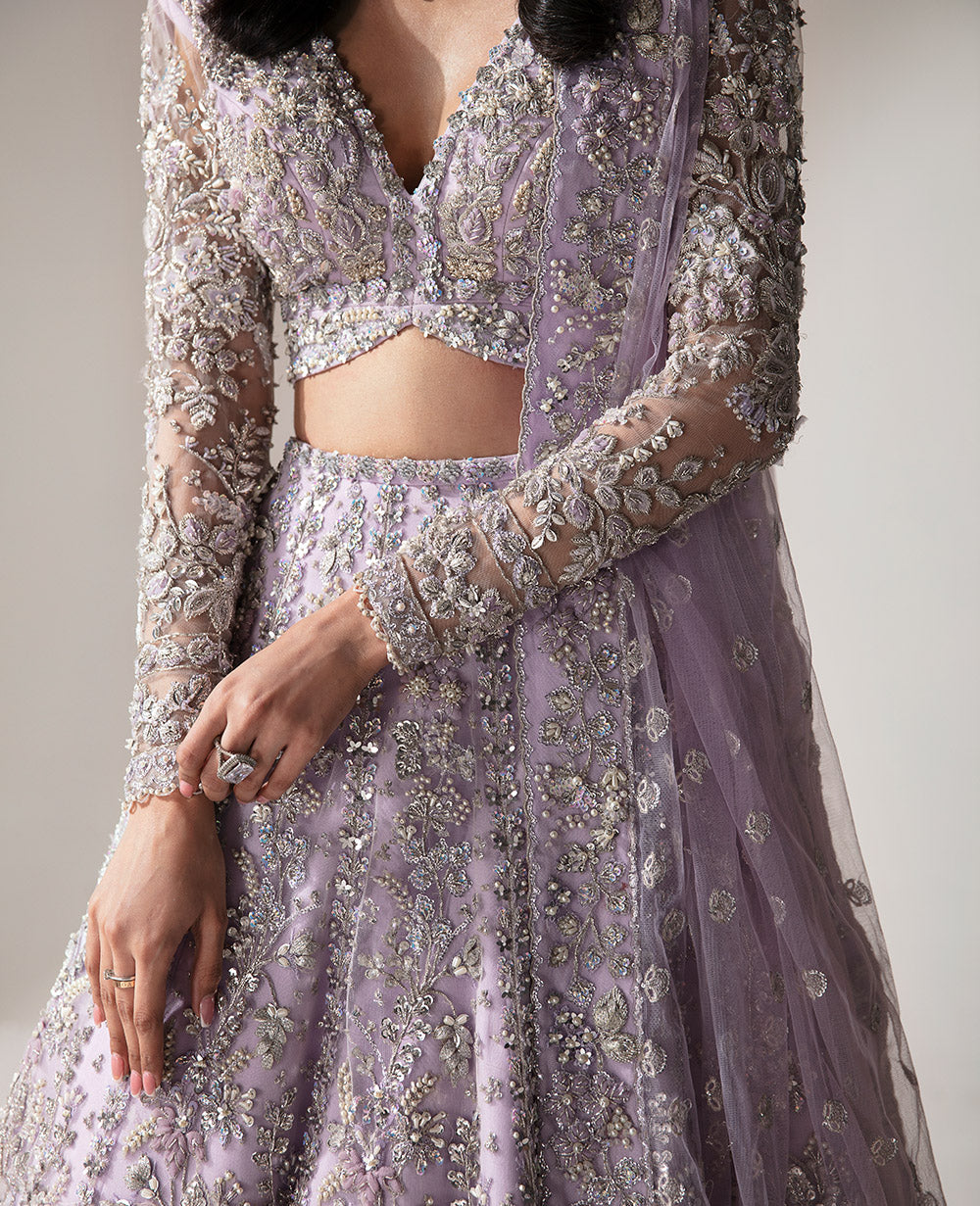 Soft Lilac Embellished Net Lehenga Choli (3-Piece) - Image 6