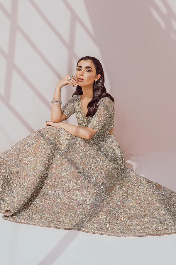 Pakistani Dusty Pink Embellished Net Silk Lehenga Choli (3-Piece) - Image 6