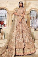 Tea Pink Embellished Net Long Gown Lehenga (3-Piece) - Image 2