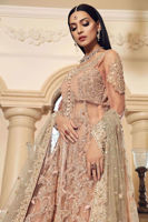 Tea Pink Embellished Net Long Gown Lehenga (3-Piece) - Image 5