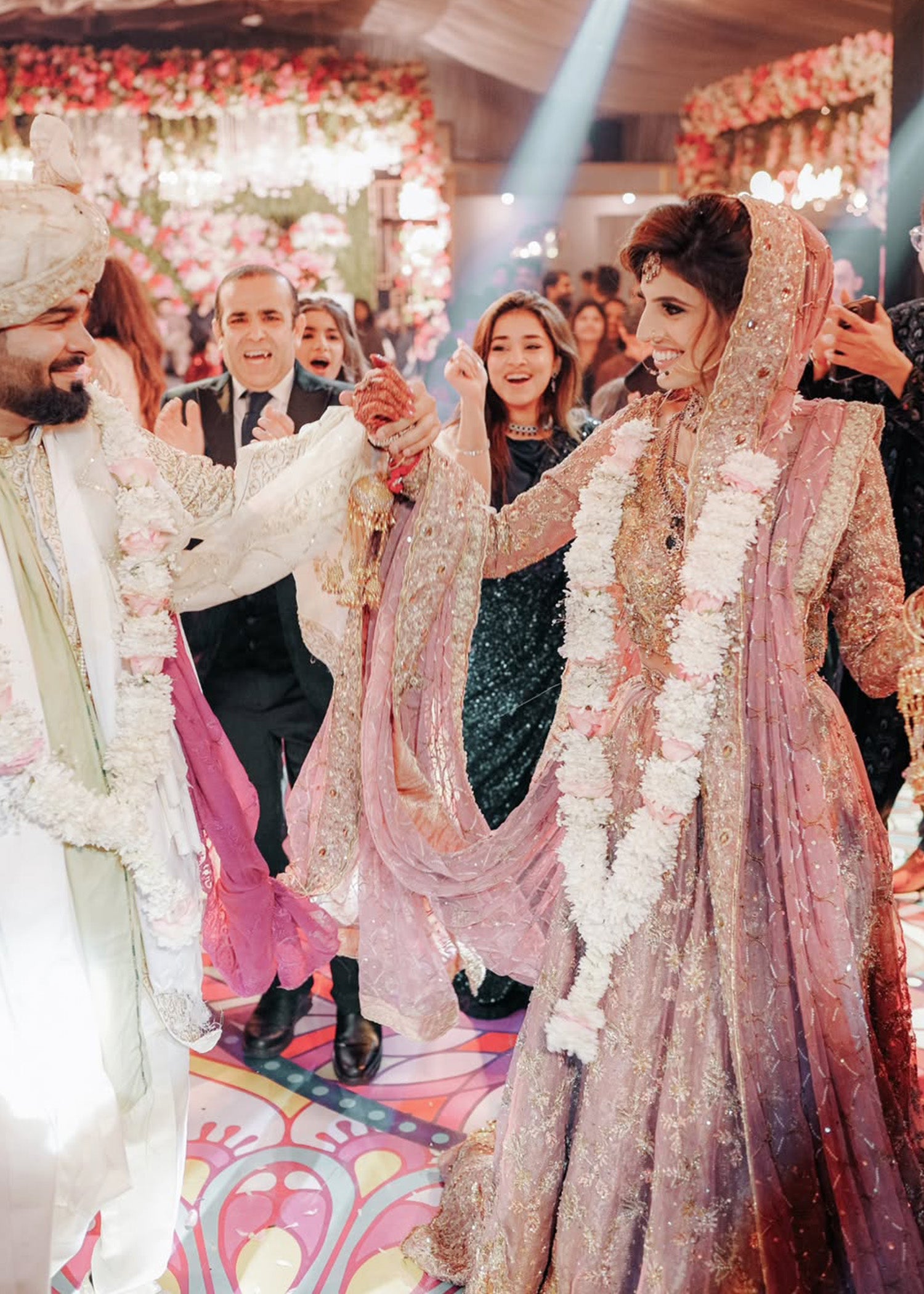 Dusty Pink Embellished Net Bridal Lehenga (3-Piece) - Image 2