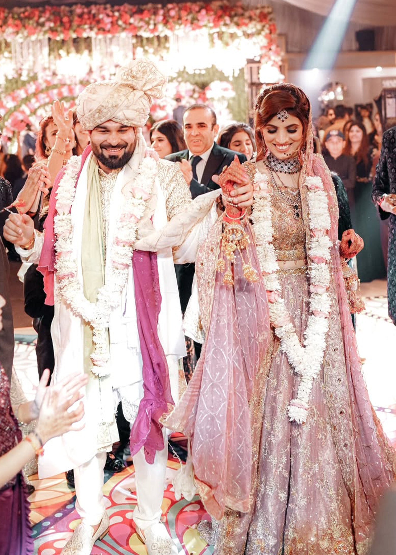 Dusty Pink Embellished Net Bridal Lehenga (3-Piece) - Image 3