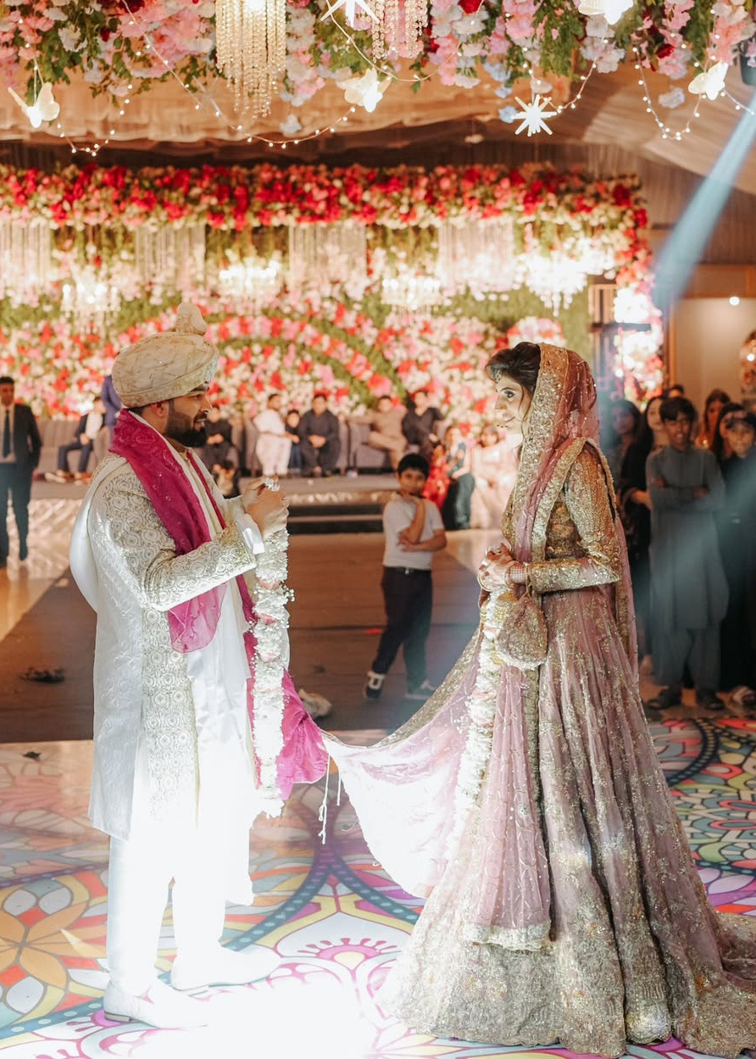 Dusty Pink Embellished Net Bridal Lehenga (3-Piece) - Image 4