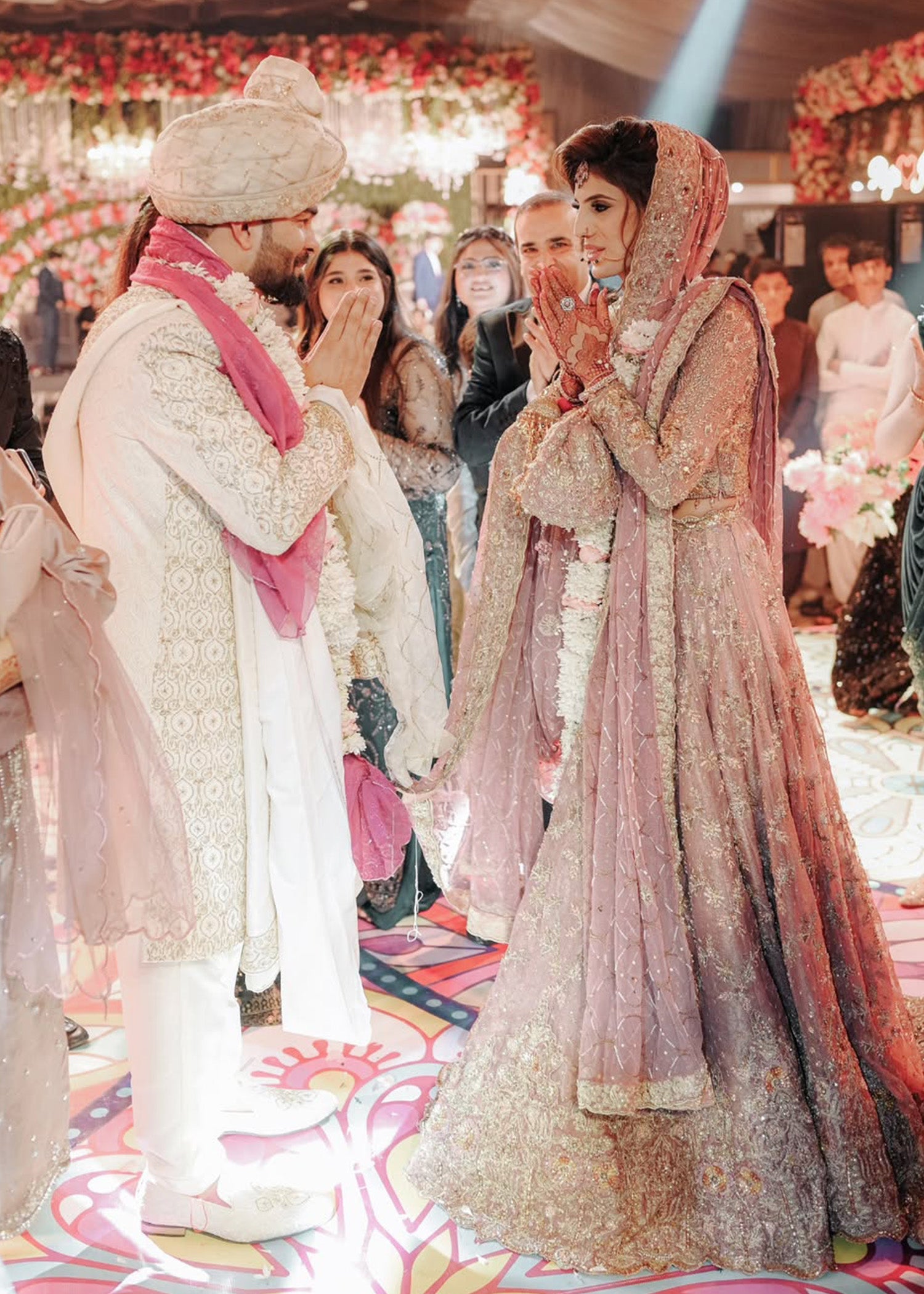 Dusty Pink Embellished Net Bridal Lehenga (3-Piece) - Image 5