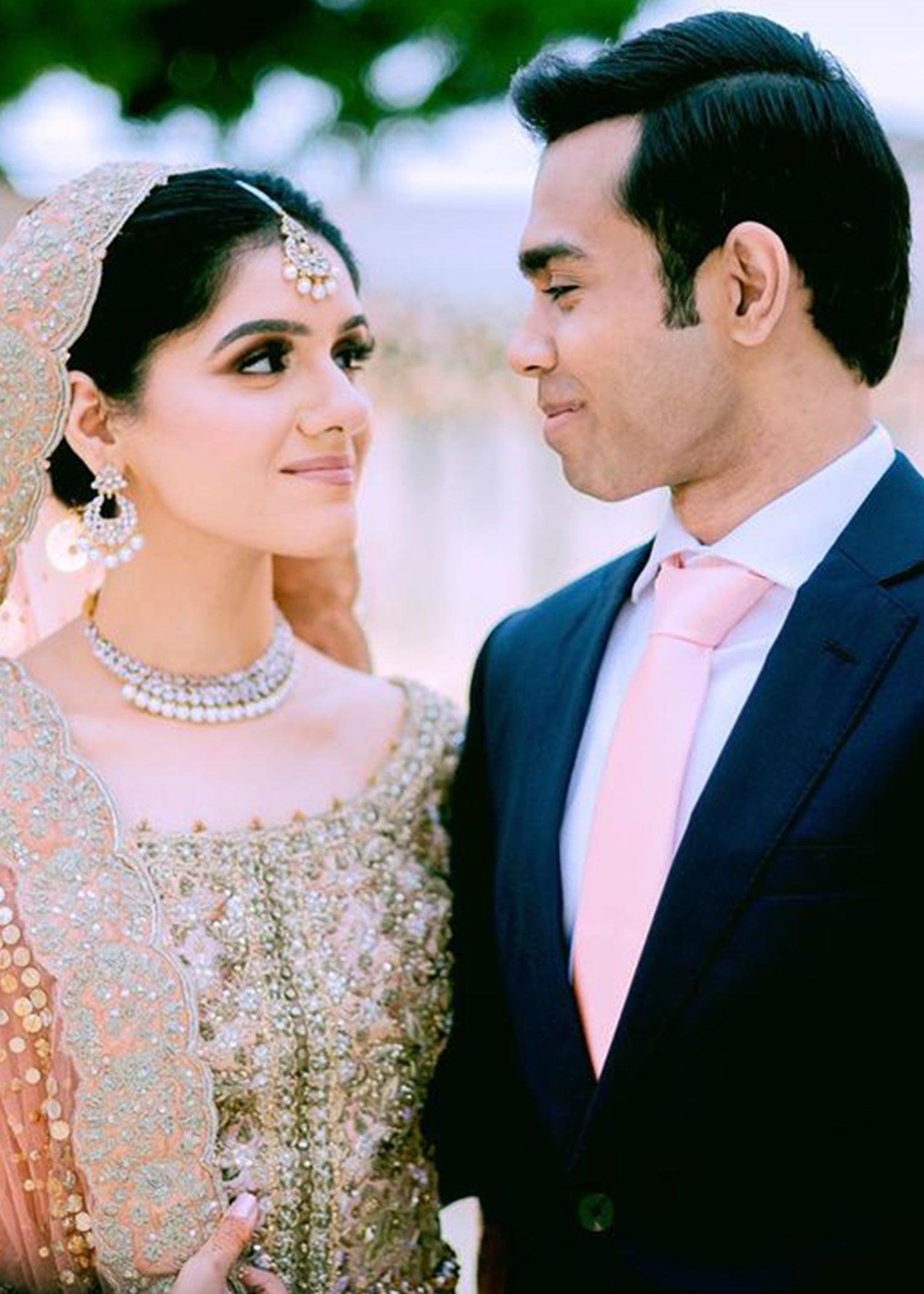 Pakistani Blush Pink Silver Embellished Net Silk Lehenga (3-Piece) - Image 3