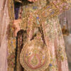 Rose Quartz Gold Zardozi Net Silk Farshi Lehenga (3-Piece) - Image 3