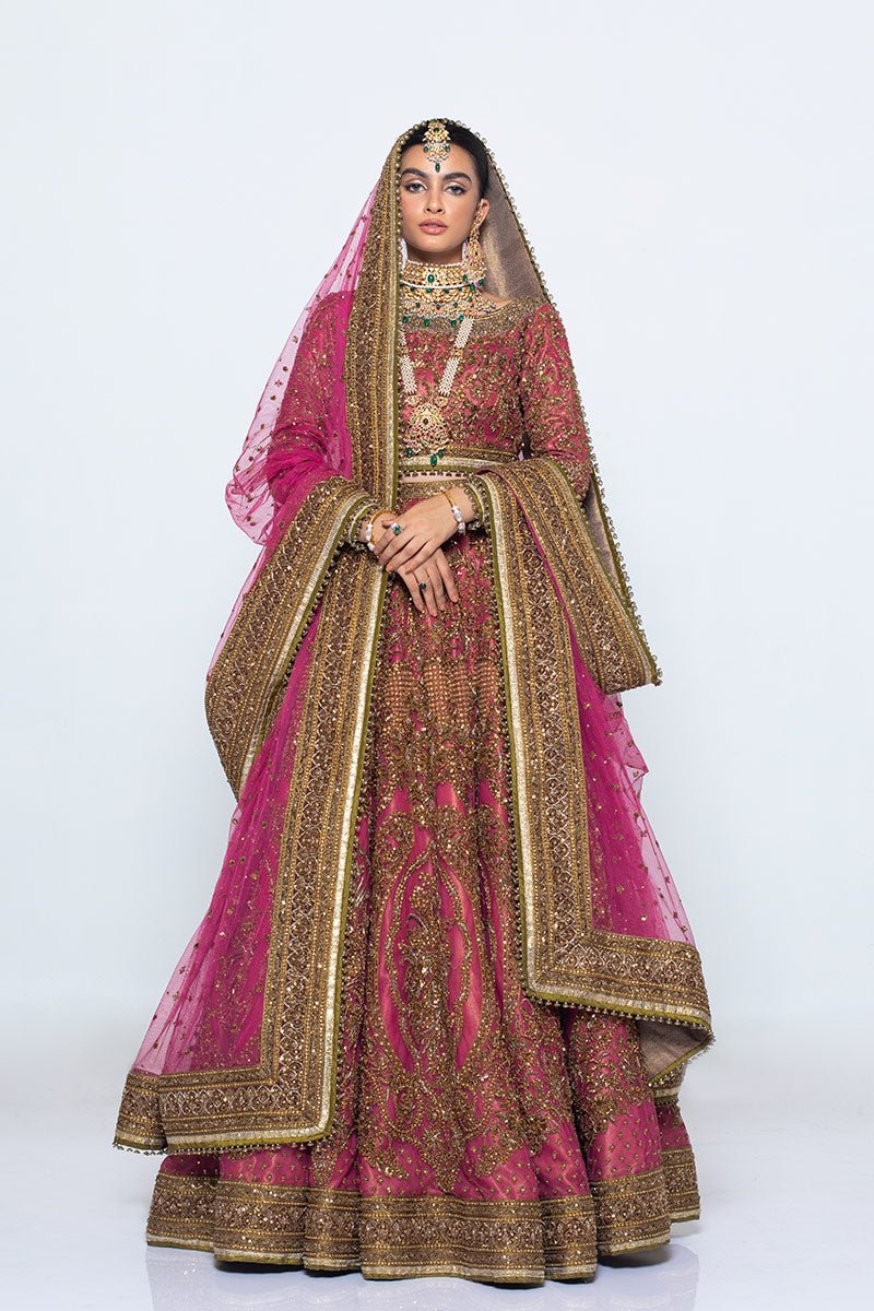 Pakistani Pink Zardozi Net Lehenga Choli (3-Piece) - Image 1