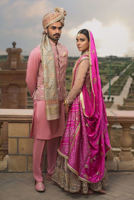 Blush Pink Embroidered Organza Anarkali Lehenga (3-Piece) - Image 4