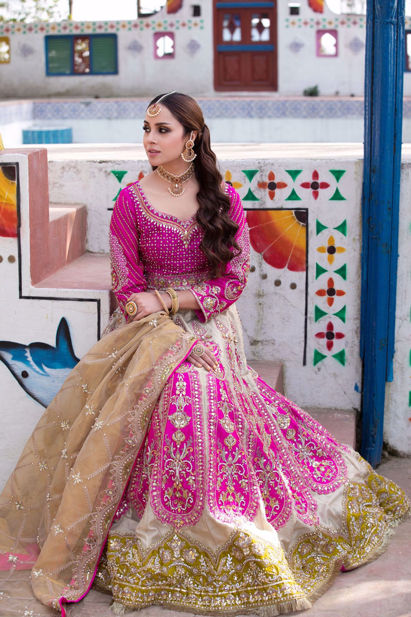 Pakistani Pink Gota Sequin Organza Lehenga Choli (3-Piece) - Image 1