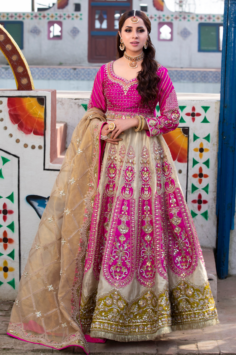 Pakistani Pink Gota Sequin Organza Lehenga Choli (3-Piece) - Image 2