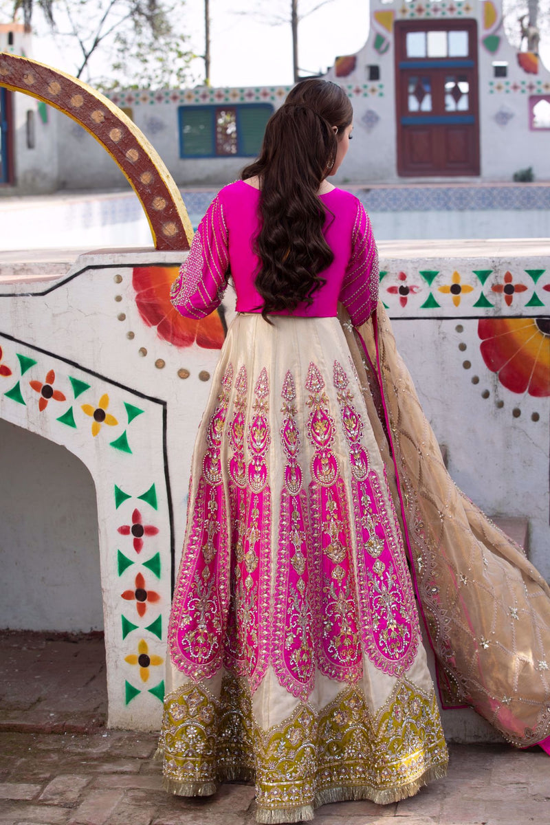 Pakistani Pink Gota Sequin Organza Lehenga Choli (3-Piece) - Image 3