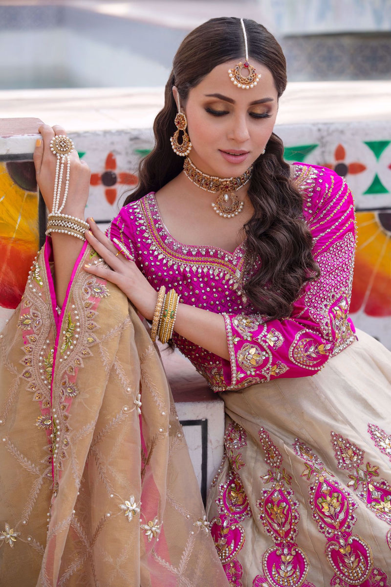 Pakistani Pink Gota Sequin Organza Lehenga Choli (3-Piece) - Image 4