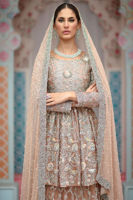 Dusty Pink Embellished Organza Peplum Lehenga (3-Piece) - Image 5